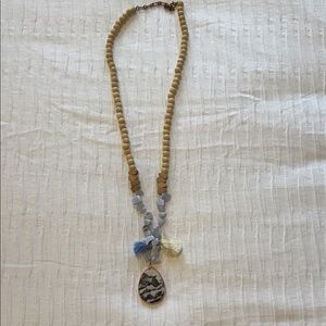 Chic Beaded Necklace with Stone Pendant